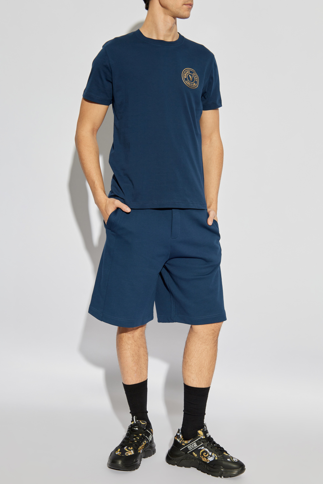 デニム・ジーパン VERSACE JEANS CYCLING SHORTS WITH LOGO Cycling shorts with logoed elastic - VERSACE JEANS COUTURE